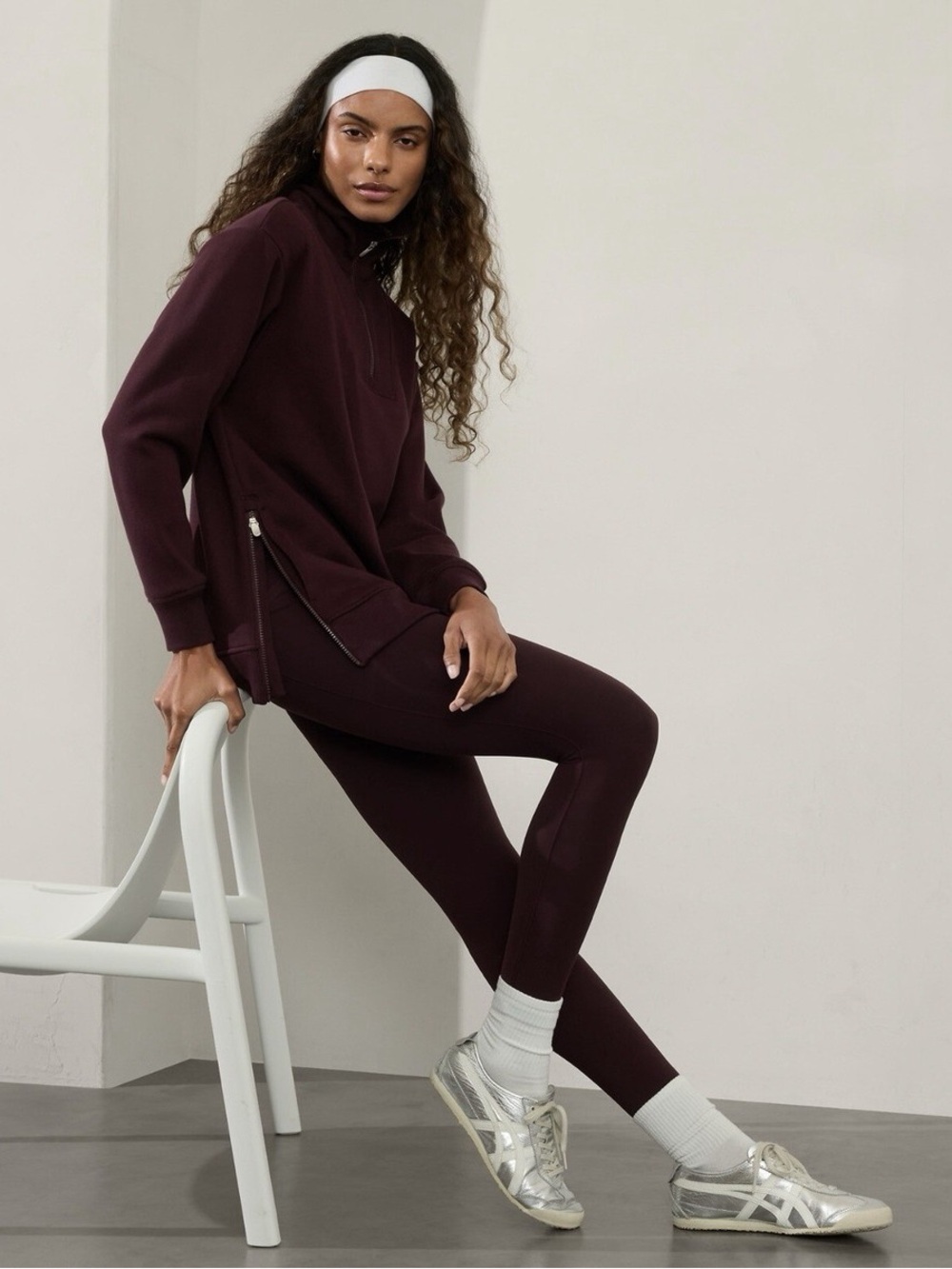 Athleta Cozy Karma 1/2 Zip Sweatshirt Spiced Cabernet M